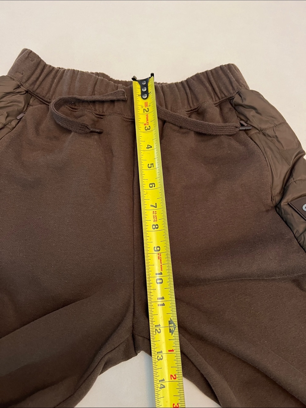 ALO YOGA ESPRESSO BROWN SWEATPANTS JOGGERS PUFFER SIDE PANEL SIZE XS - Picture 7 of 10